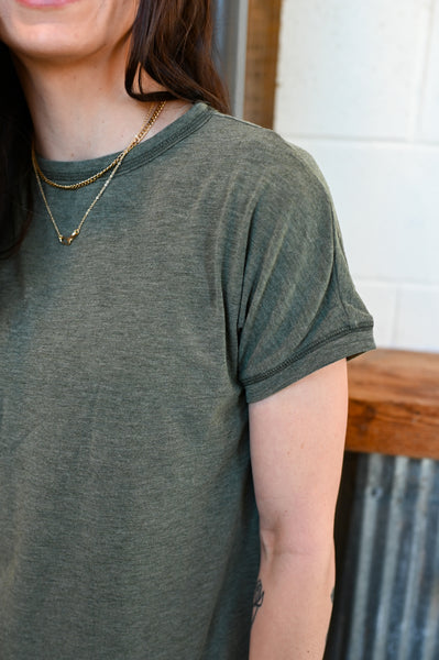 Crossover Seam Tshirt [Olive & muave]