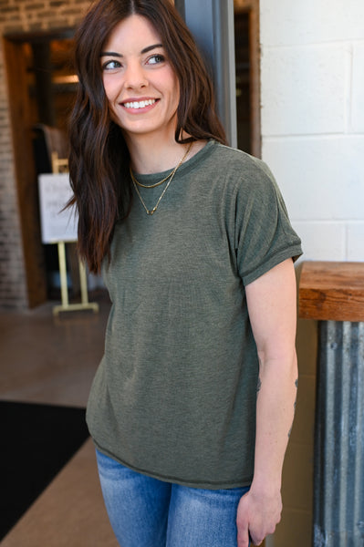 Crossover Seam Tshirt [Olive & muave]