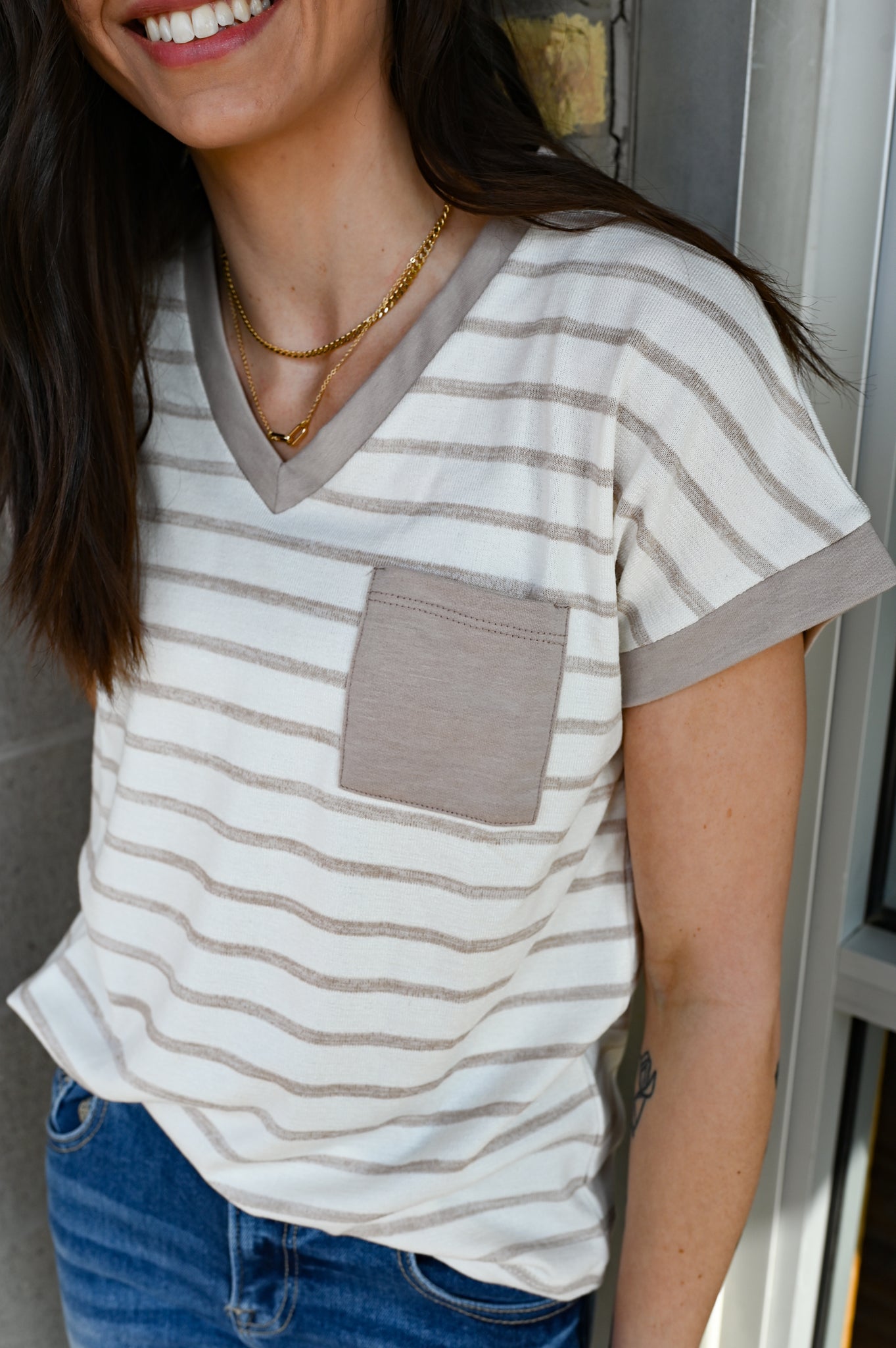 Kit Stripe Vneck Tee