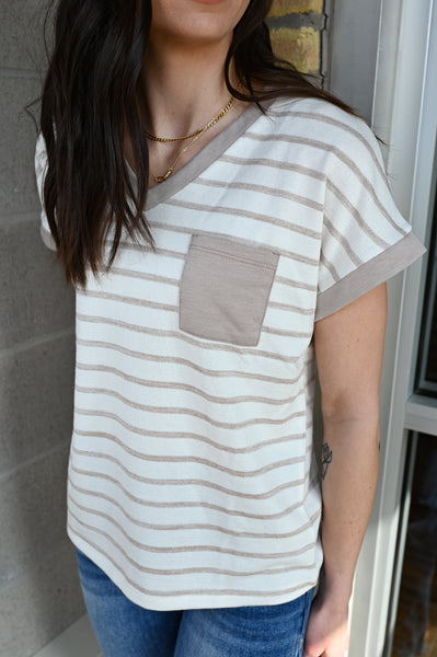 Kit Stripe Vneck Tee