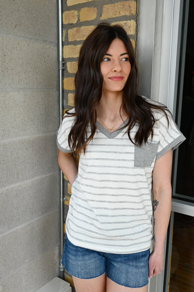 Kit Gray Stripe Staple T-shirt