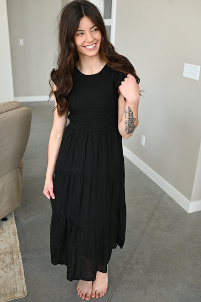 Tia Smocked Top Dress [taupe + black]