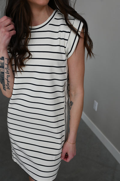 Carli Tshirt Dresses [stripe, coral, blue]