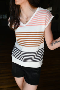 Jo Stripe Vneck Top