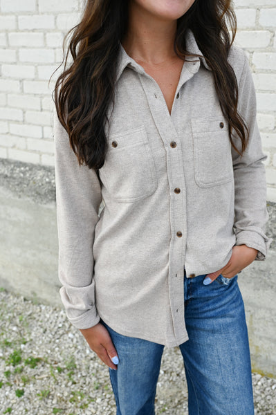 Maple Butter Soft Button Down [Taupe]
