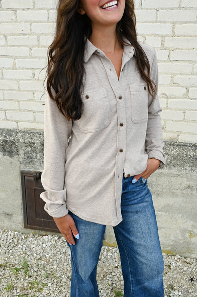 Maple Butter Soft Button Down [Taupe]