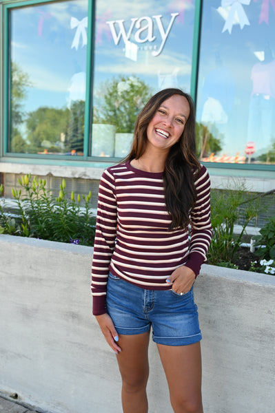 Berry Perfect Ribbed Breya Long Sleeve