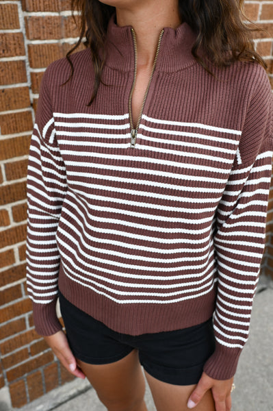 Rus Butter Knit 1/4 Zip [rust & oatmeal]