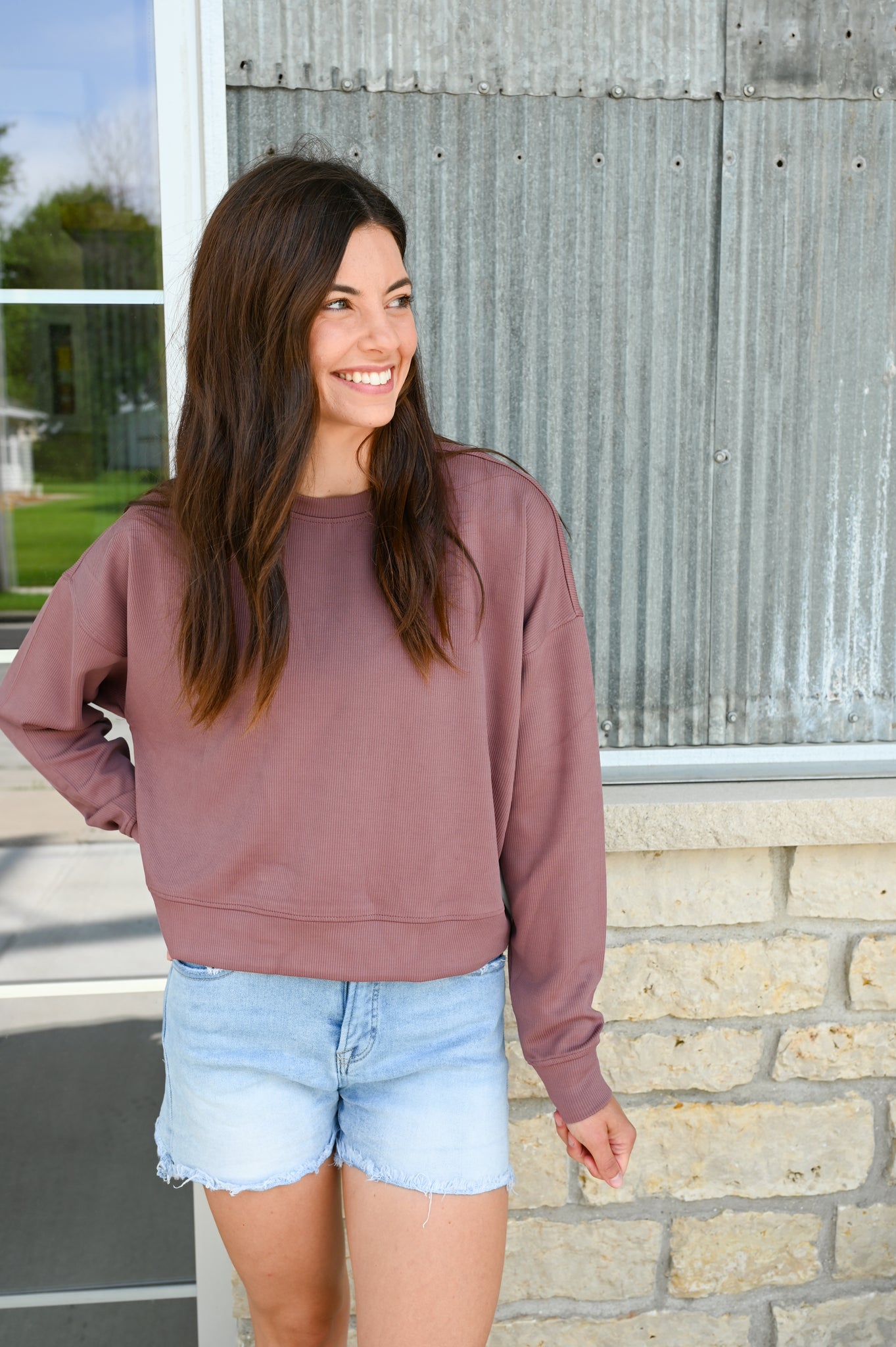 KRAZY Good Ribbed Crew [mauve]