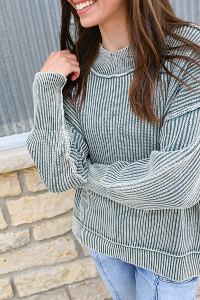 Harvest Acid Wash Sweater [burgundy & blue olive]