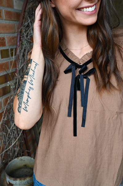 Perfect Tie Top [camel & teal]
