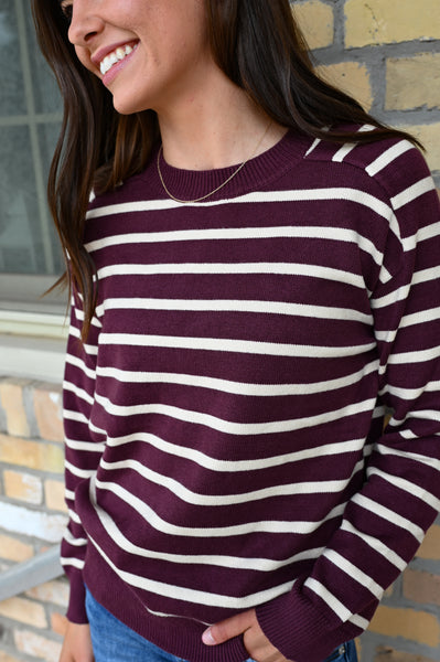 Kacie Light Weight Knit [plum & teal & taupe]