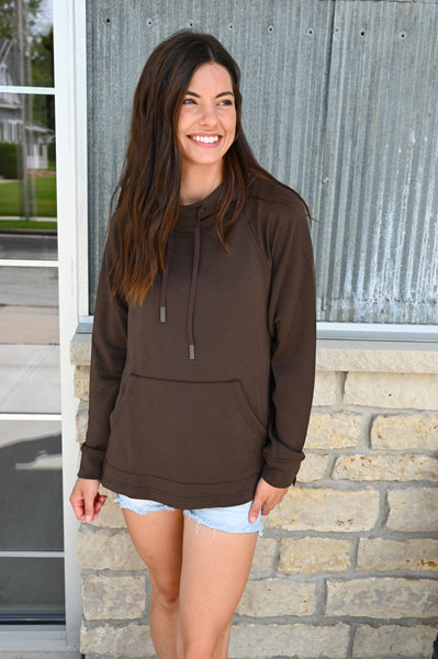 Legging Friendly Butter Scuba Hoodie [mocha & black]
