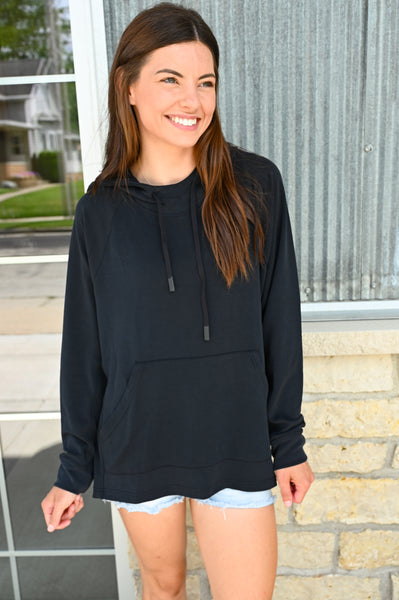 Legging Friendly Butter Scuba Hoodie [mocha & black]