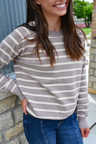 Kacie Light Weight Knit [plum & teal & taupe]