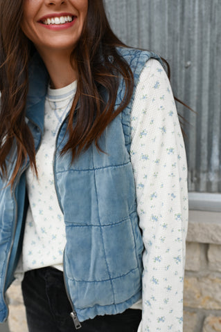 Little Blue Floral Thermal Top