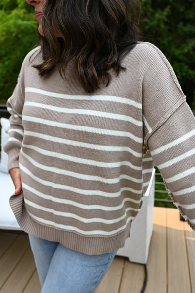 Fall Essential Stripes Sweater [gray & oat]