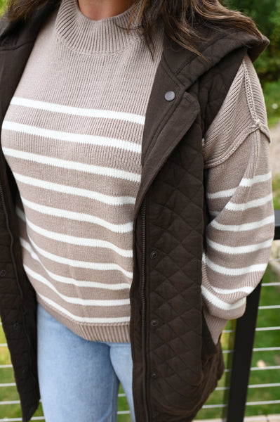 Fall Essential Stripes Sweater [gray & oat]