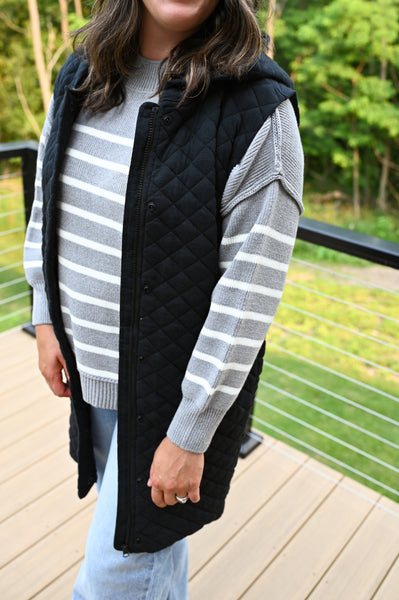 Fall Essential Stripes Sweater [gray & oat]
