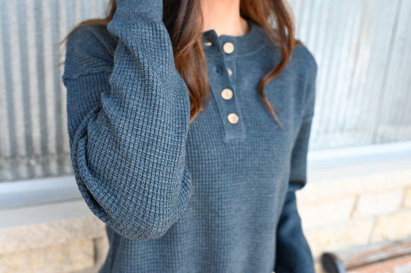 Sweet Heavenly Waffle Henley [camel, teal, olive, oatmeal]