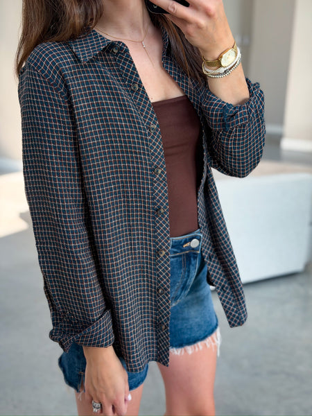 Cover Check Button Down [navy mocha]