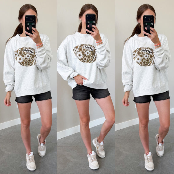 Floral Football Mock Neck