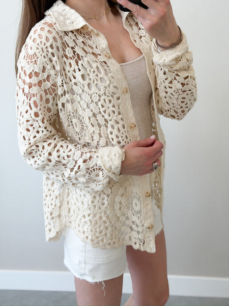 Clear Water Crochet Button Down