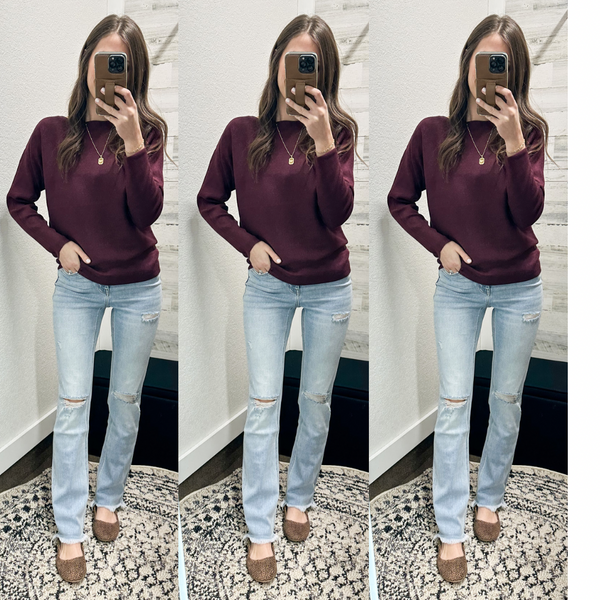 Wine Down Ribbed Sweater