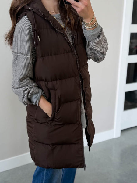 Long Line Vest [mocha + black]