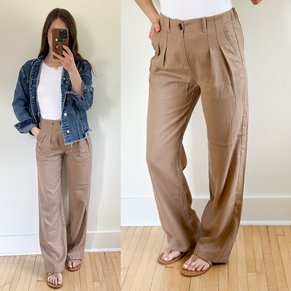 Kansas High Rise Linen Dress Pants [mocha]