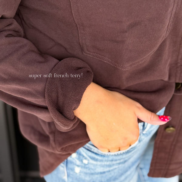 Espresso Button Shacket