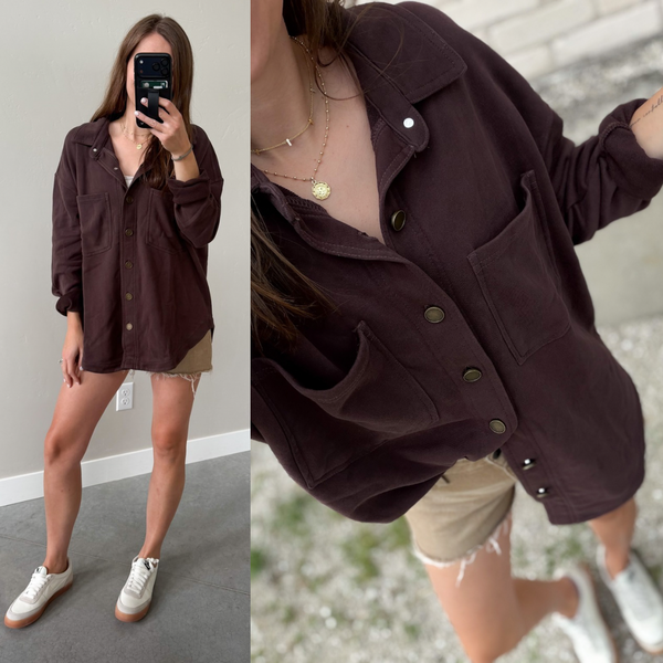 Espresso Button Shacket