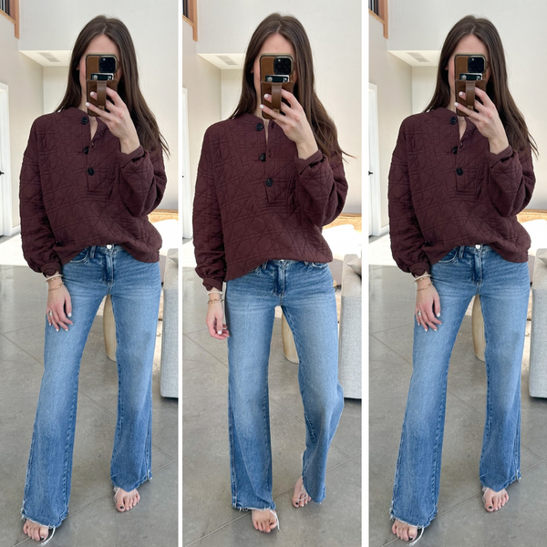 Riley Quilted Henley Pullover