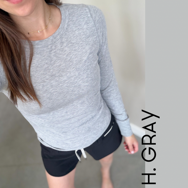 Breya Microribbed Long Sleeves [oatmeal, gray, navy]