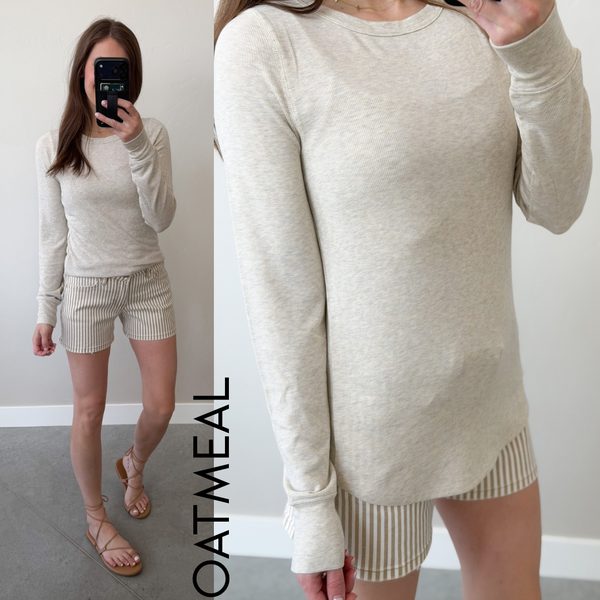 Breya Microribbed Long Sleeves [oatmeal, gray, navy]