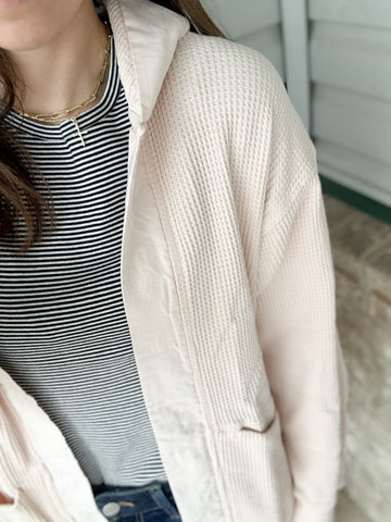 Washed One Waffle Cardigan [brush pink]