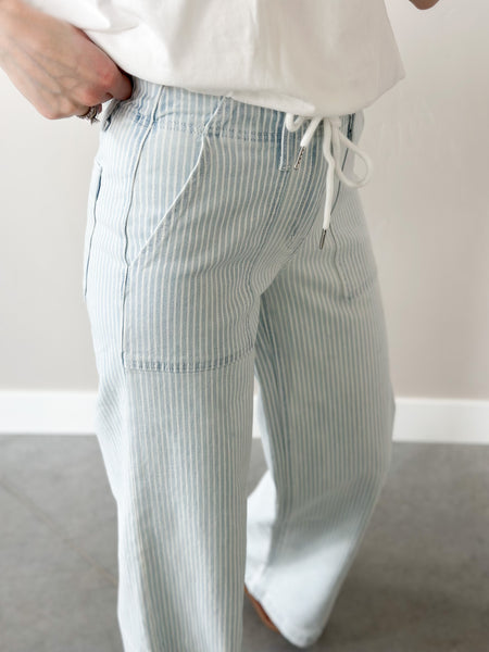 Sweet Stripe Drawstring Jeans [pre-order ready in 7-14 days]
