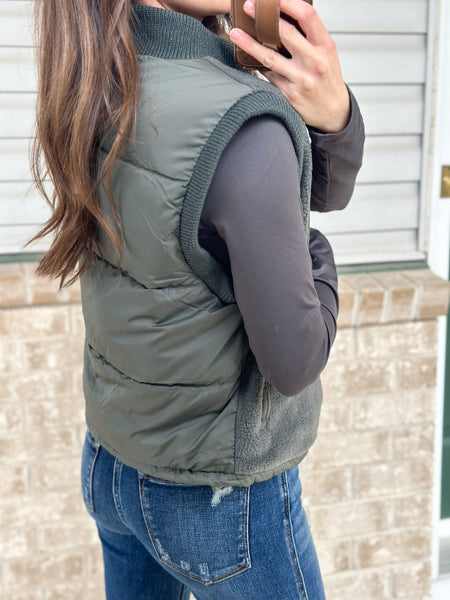 Baylee Vest [taupe & everteal]