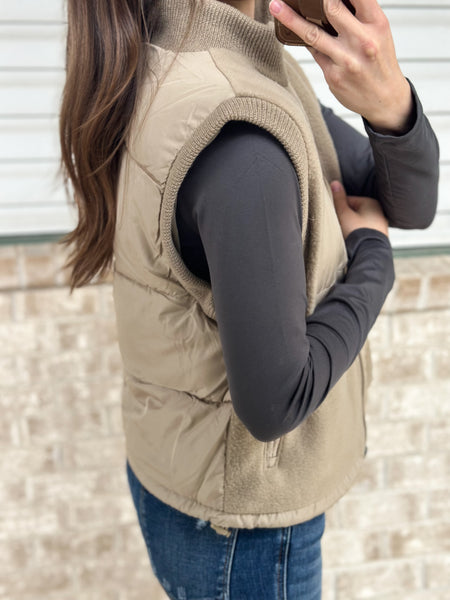 Baylee Vest [taupe & everteal]