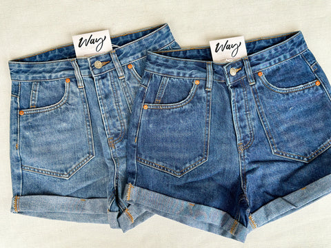Western Round Up Shorts [medium wash & dark wash]