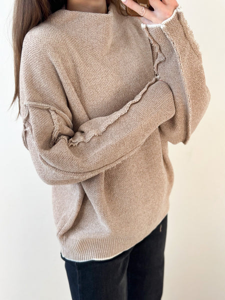 Winter Dream Mock Neck Sweater [taupe, gray, olive]