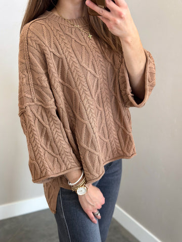 Delightful Cable Knit 3/4 Length Knit [pre-order 1-2 weeks]