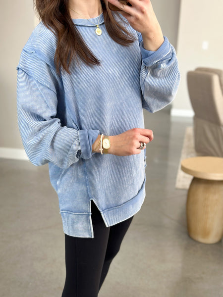 Lyn Ribbed Crew [light blue]