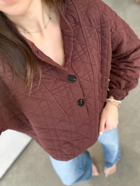 Riley Quilted Henley Pullover