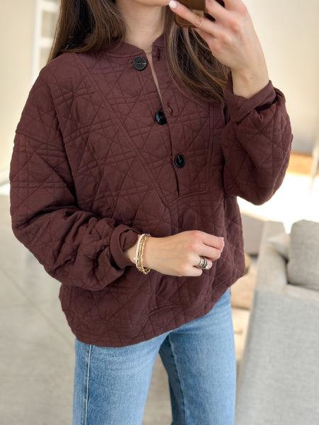 Riley Quilted Henley Pullover