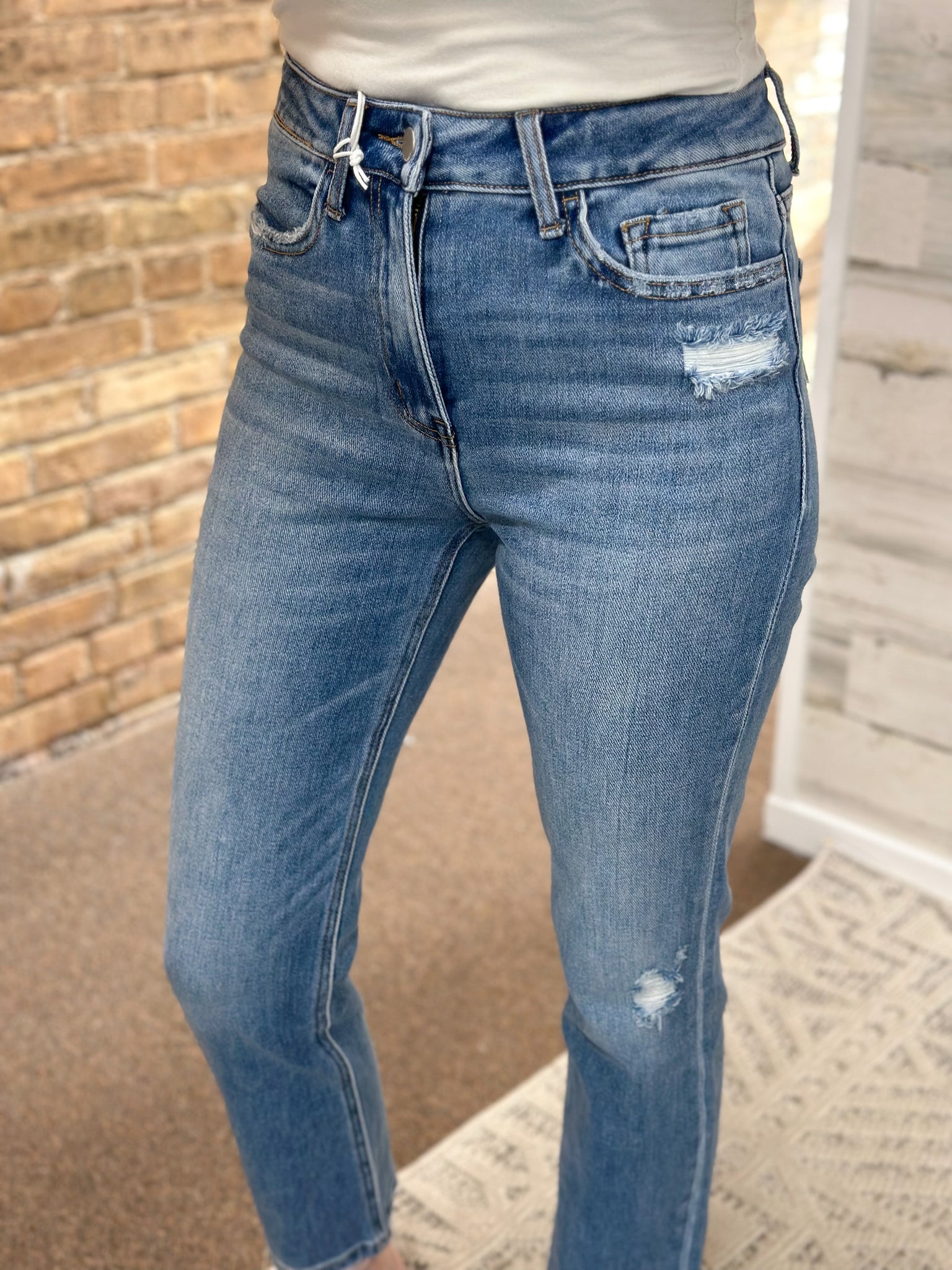 Softest Slight Distress High Rise Straight