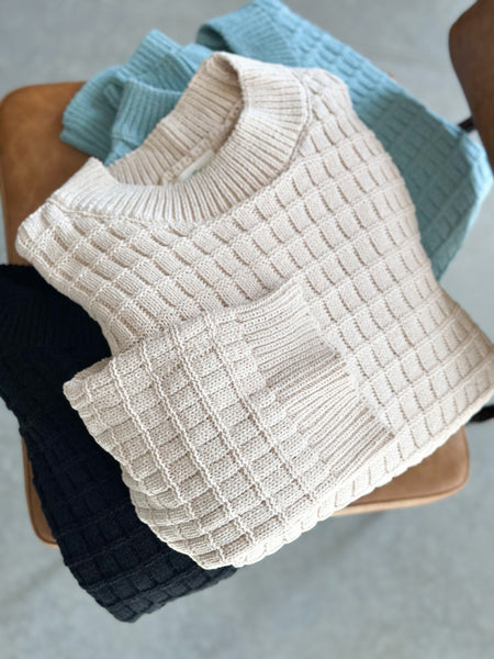 Just Need Some Texture Sweater [oatmeal, black, blue]