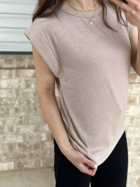 Ribbed Everyday Muscle Tshirt [blue & taupe]