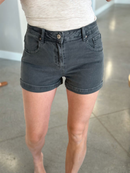 Graci Acid Wash Gray Denim Shorts