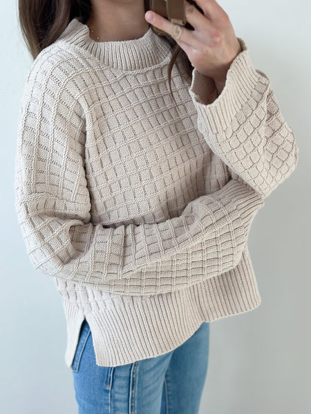 Just Need Some Texture Sweater [oatmeal, black, blue]